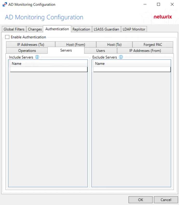 Servers Tab in the Replication Tab