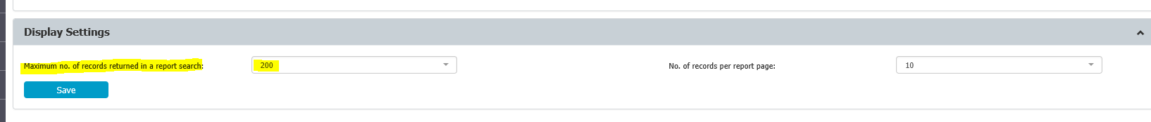 Maximum number of records returned in a report search setting in Endpoint Protector