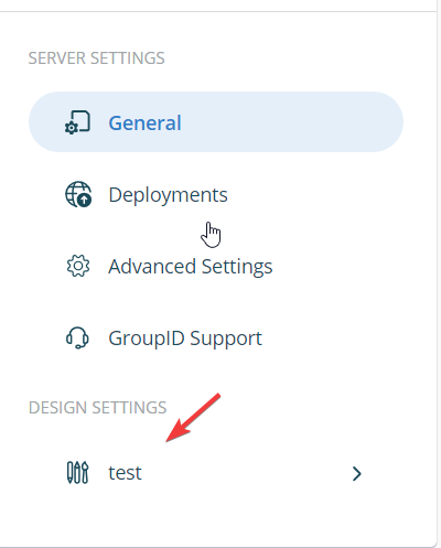 Selecting portal under Design Settings