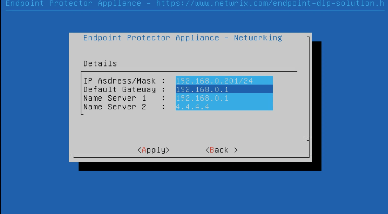 Setting IP and default GateAway