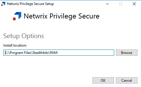 Netwrix Privileged Secure Proxy Service Setup wizard on the Setup Options page