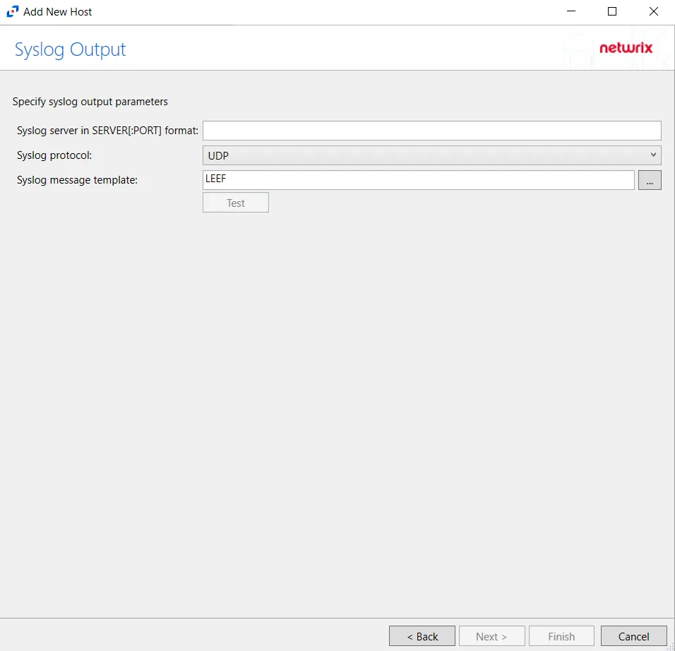 Syslog Output page