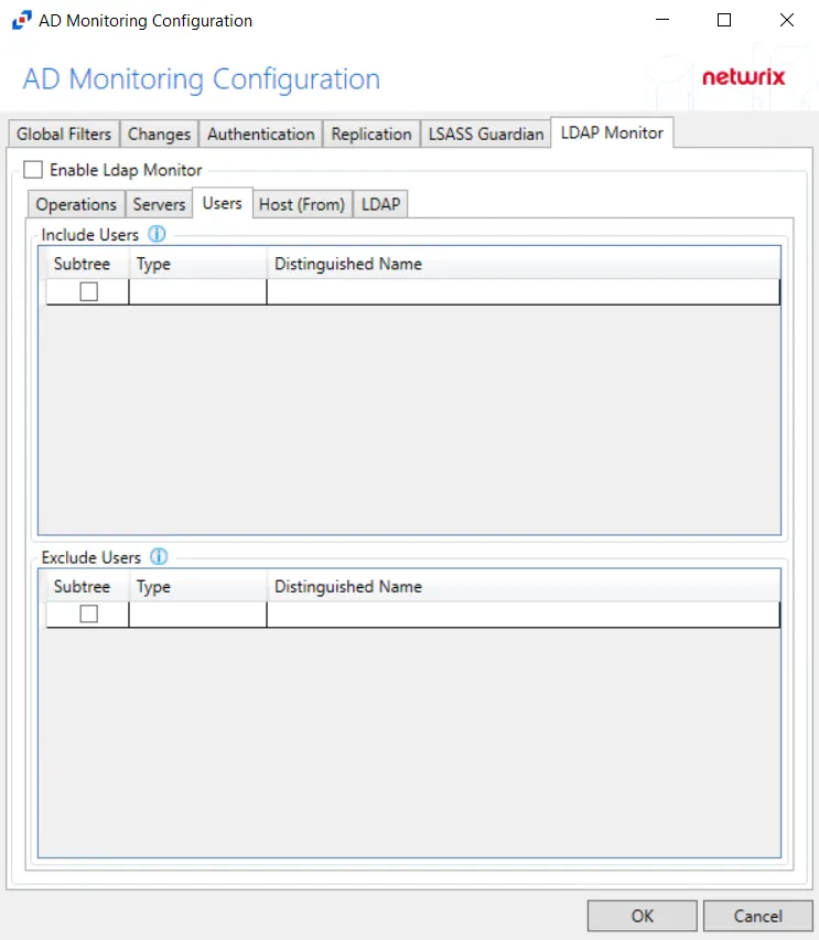 Users Tab in the LDAP Monitor Tab
