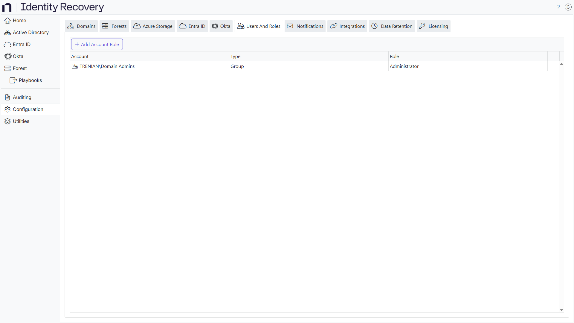 Users and Roles page