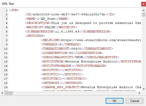 XML Text window
