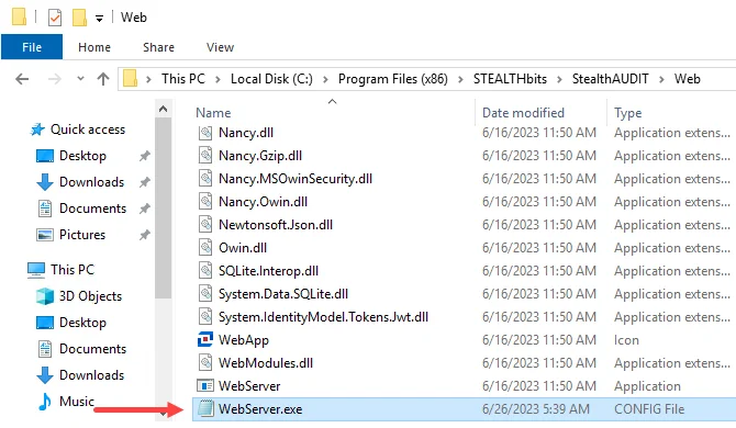 File Explorer WebServer.exe.config