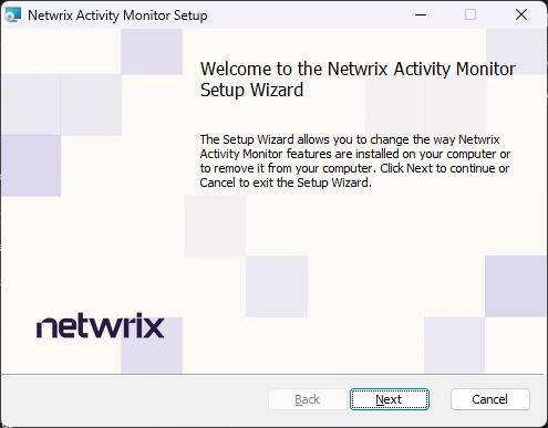 Activty Monitor Setup Wizard - Welcome Page