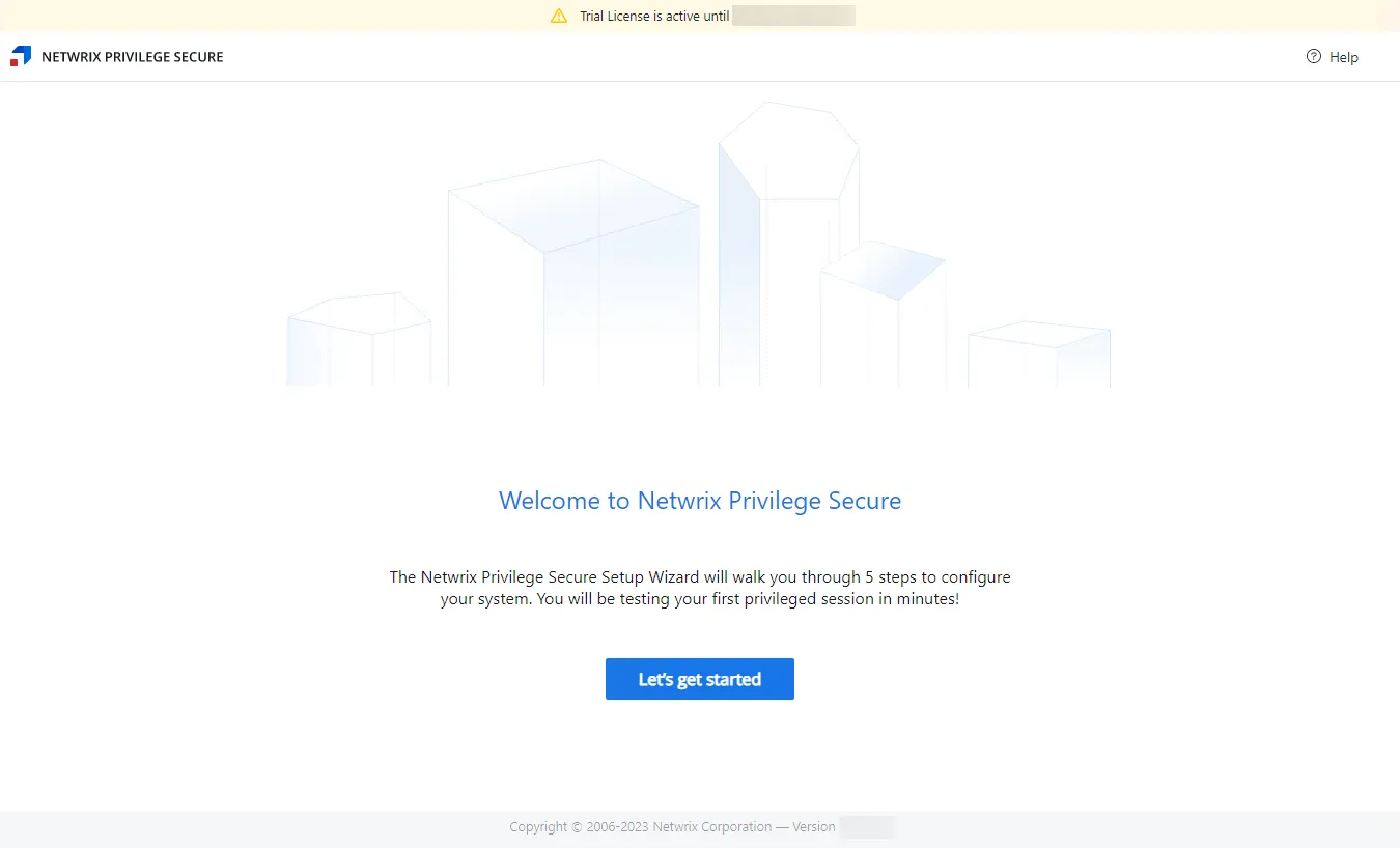 Setup Wizard on the Welcome page