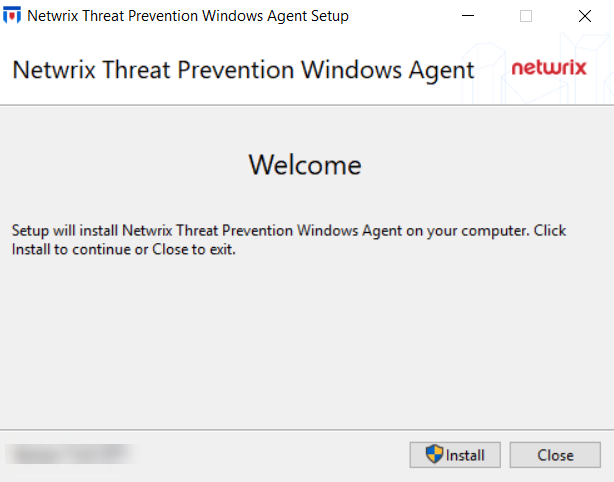 Threat Prevention Windows Agent Setup wizard - Welcome page
