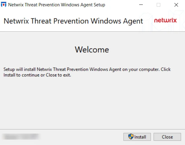 Threat Prevention Windows Agent - Welcome Page