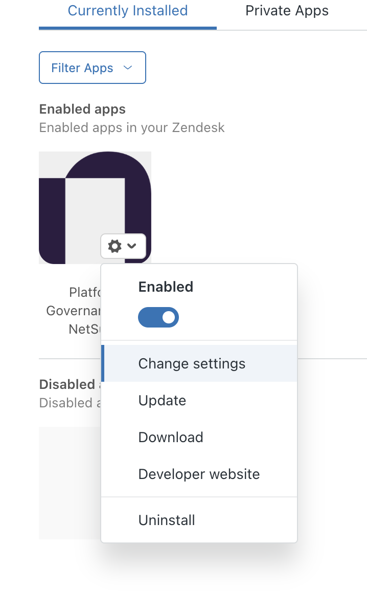 Hover to access the Settings