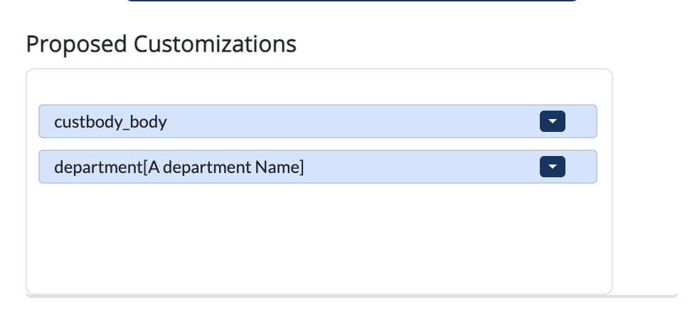 Proposed Customizations